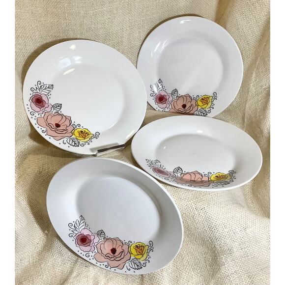 MULBERRY Home Collection whimsical floral 7 3/8 inch desert appetizer plates - Picture 1 of 4